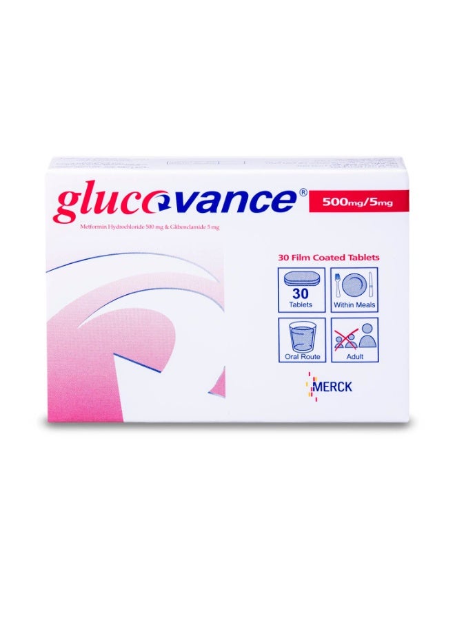 Merck Glucovance 5/500 mg glibenclamide metformin 30 Tablets - Image 3